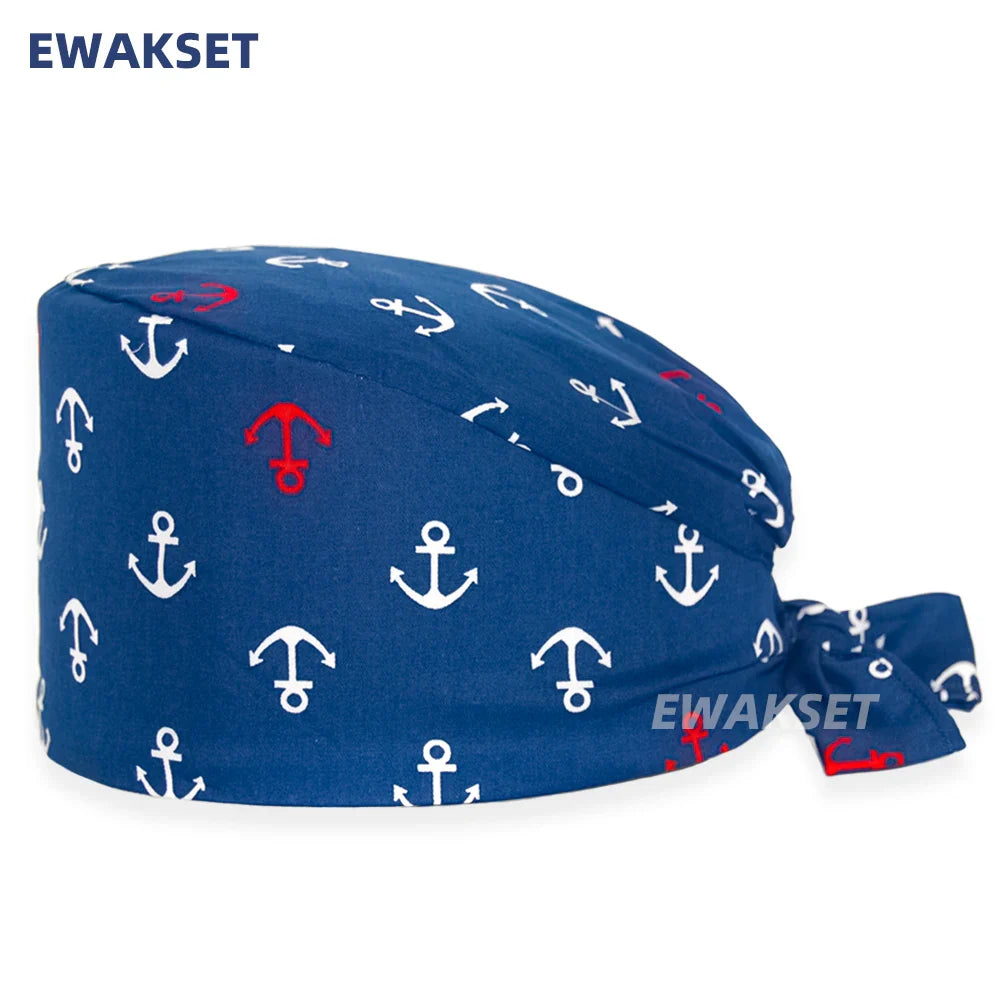 Unisex Soft Scrub Cap – Cartoon Print Surgical Hat for Men and Women, Operating Room Nursing Accessories