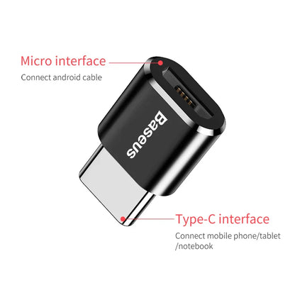 Baseus USB to Type-C OTG Adapter – USB-C Male to Micro USB Female Converter for MacBook, Samsung S20, USBC OTG Connector