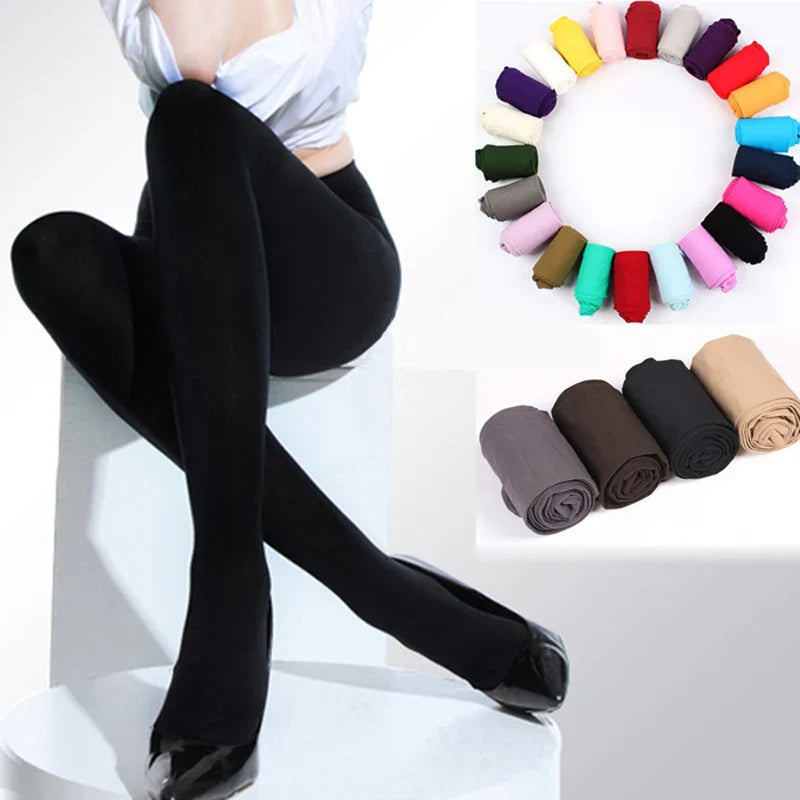 Women’s Black 120D Opaque Tights – Seamless Warm Nylon Pantyhose, Thick Winter Stockings for Spring & Autumn Footed Legwear