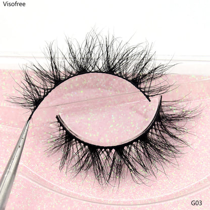 Visofree 3D Mink Eyelashes – Thick Handmade Full Strip Cruelty-Free False Lashes for Makeup M56