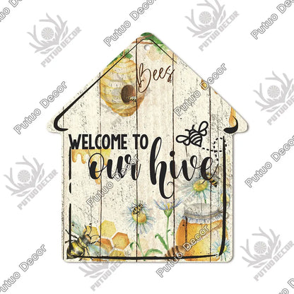 Putuo Decor Welcome House Shaped Wooden Sign – Rustic Hanging Plate for Home, Living Room Wall Decor