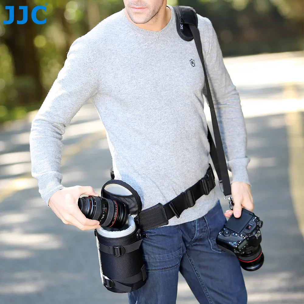 JJC Waterproof Camera Lens Bag — Storage Pouch with Belt for Canon, Nikon, Sony, Fujifilm DSLR
