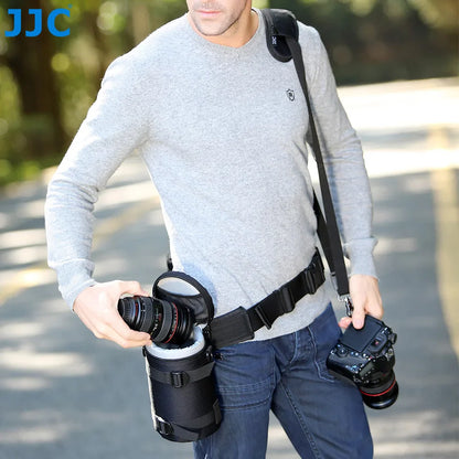 JJC Waterproof Camera Lens Bag — Storage Pouch with Belt for Canon, Nikon, Sony, Fujifilm DSLR