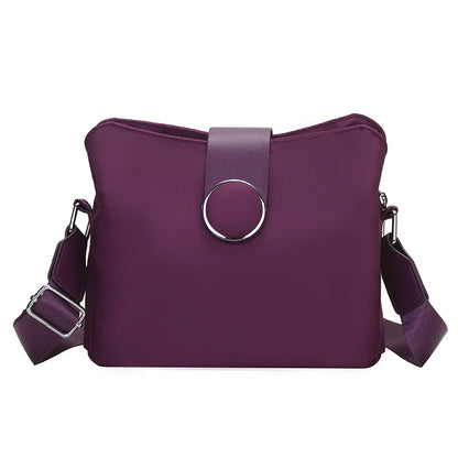 Vintage Waterproof Nylon Shoulder Bag for Women – Simple Crossbody Messenger Bag for Daily Use & Travel
