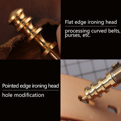 LMDZ Leather Burnisher – Pointed & Flat Tip Edge Tool for Slicking & Burnishing Brass Leathercraft
