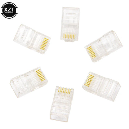 50/100 PCS RJ45 Modular Plugs — 8P8C Cat5 LAN Network Connectors | Professional High-Quality Ethernet Plugs