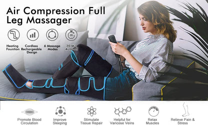Foot Air Pressure Leg Massager — 360° Circulation & Muscle Relaxation Device for Lymphatic Drainage