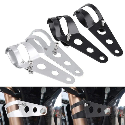 Universal Motorcycle Headlight Mount Bracket – Adjustable Fork Clamp Holder for Chopper & Motor Forks 27-48mm