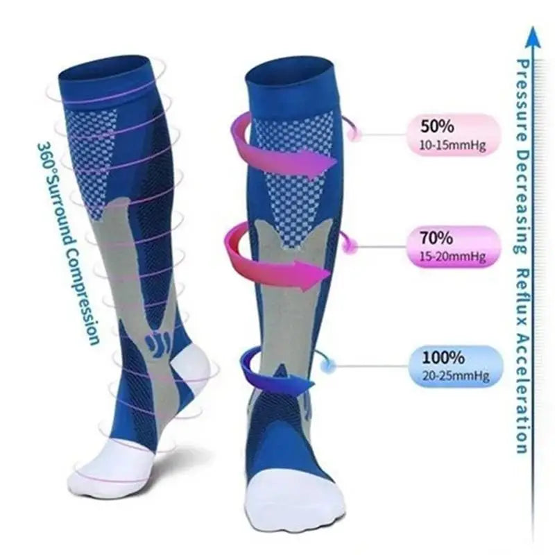 Men's Compression Sports Socks - Running, Cycling, Nursing, Varicose Veins Support, Outdoor Hiking Socks