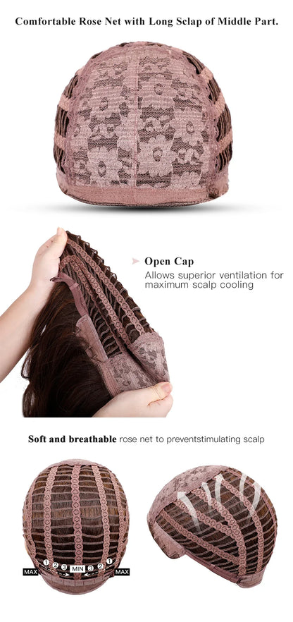ESIN Long Synthetic Ombre Wig for Women — Elegant Red-Brown Layered Hair with Dark Roots, Heat-Resistant for Daily, Party & Cosplay