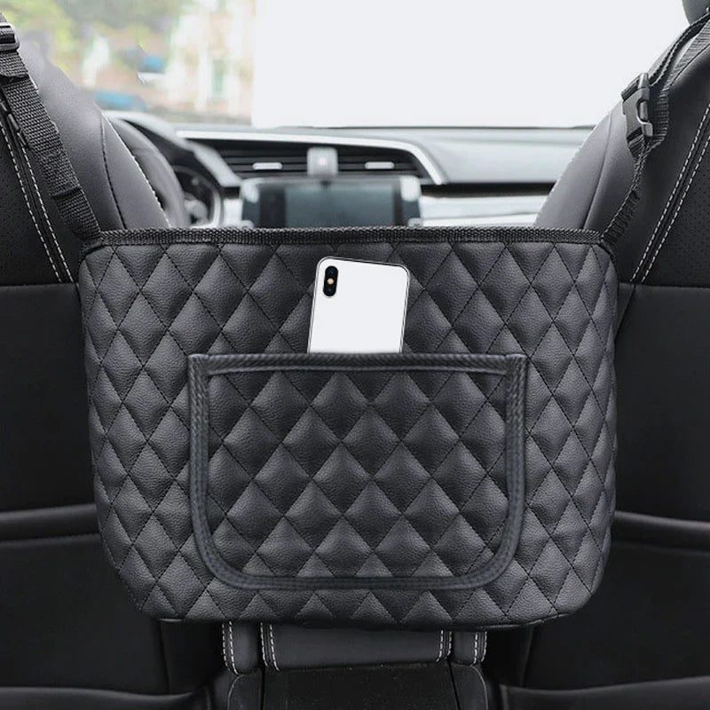 SEAMETAL PU Leather Car Handbag Holder - Seat Back Hanging Storage Organizer for Auto Interior