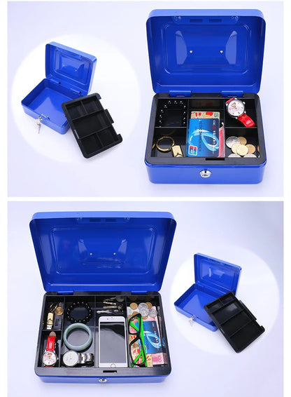 2025 Stainless Steel Petty Cash Money Box with Key Lock – Small Lockable Safe for Home Security & Decoration