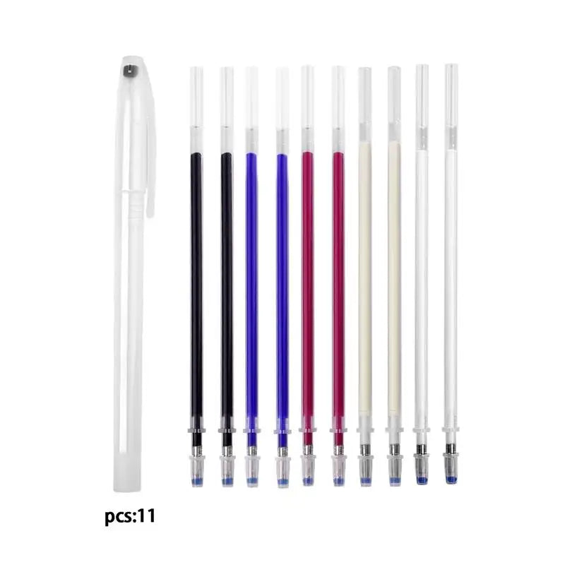 10Pcs Heat Erasable Fabric Marker Pens — Temperature Disappearing Pens for DIY Sewing, Craft & Fabric Marking