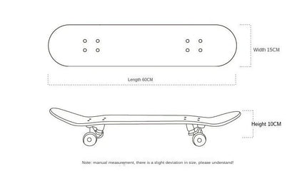 60cm Kids' Beginner Skateboard – Double Rocker Maple Deck with Cartoon Design for Outdoor Fun