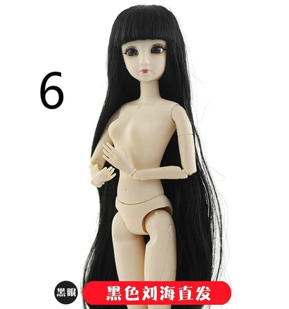 30cm Fashion Princess Babi Doll – 3D Eyes, 20-Joint DIY Plastic Doll for Girls, BJD Model