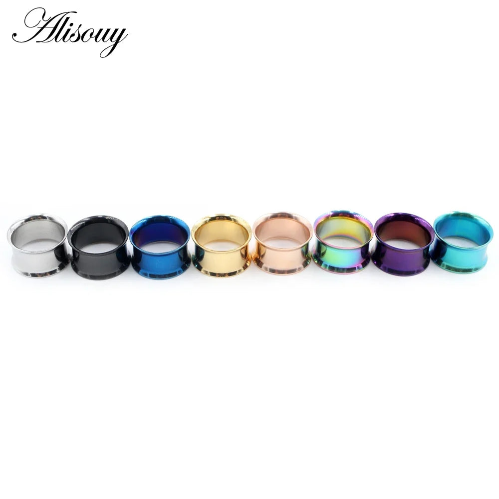 Alisouy Surgical Steel Ear Plug Kit - 2PCS No-Screw Fit Ear Gauges Tunnel Expanders for Body Piercing