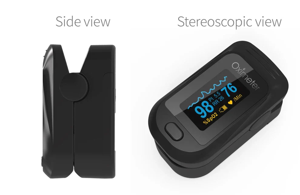 KIUZOU Finger Pulse Oximeter – SPO2, PR, PI, RR Blood Oxygen Saturation & Heart Rate Monitor, OLED Display