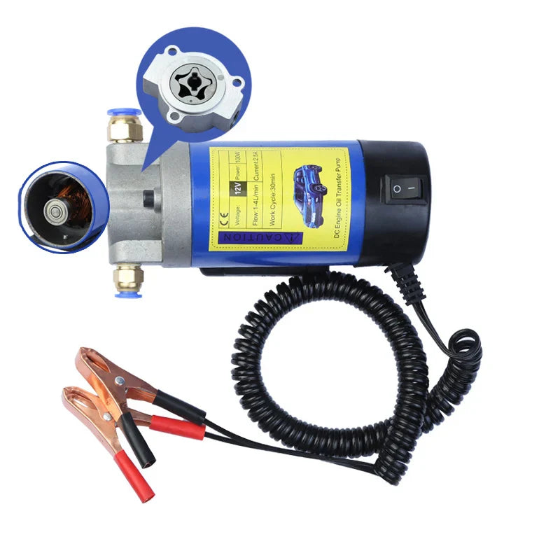 Portable Oil Transfer Pump 1-4L/min | 12V Electric Fluid Extractor & Siphon Tool for Cars, Motorcycles & Boats