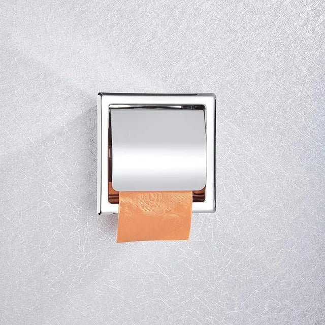 Onyzpily Bathroom Toilet Paper Holder | Chrome Finish Stainless Steel Tissue Box Holder, Wall Mounted, Black & Chrome