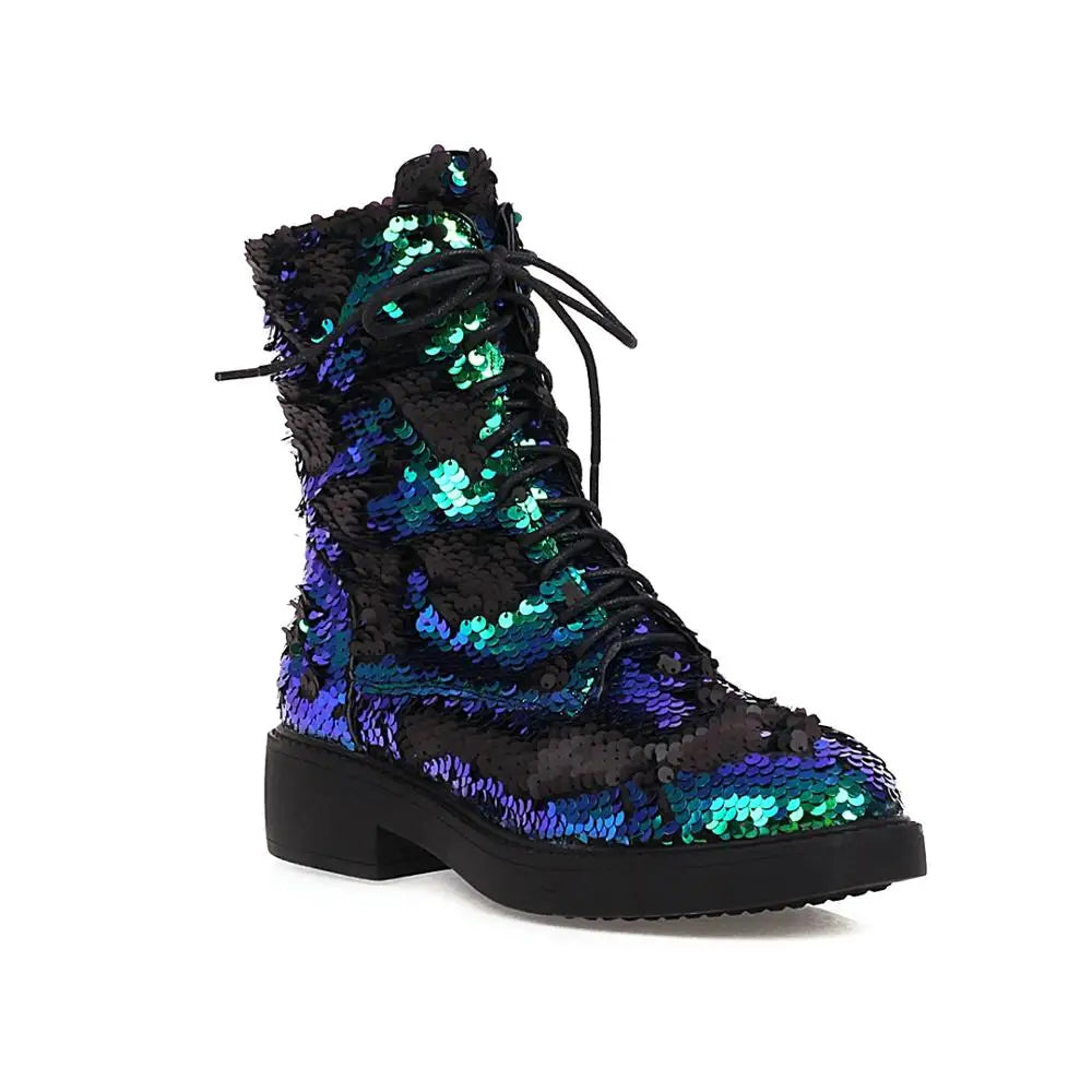 Women’s Color-Changing Sequin Boots - Magical Multi-Color Autumn & Winter Fashion Shoes