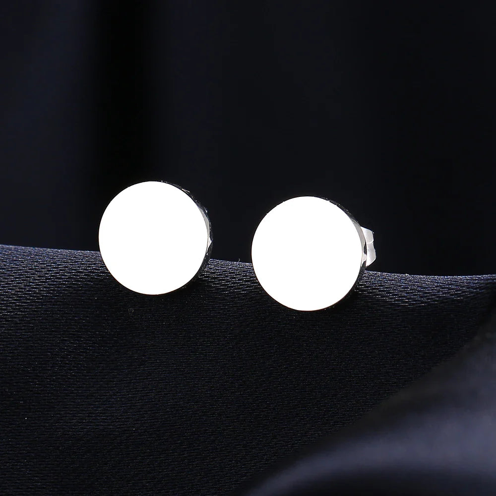 Minimalist Stainless Steel Round Stud Earrings – Classic Fashion Jewelry for Women