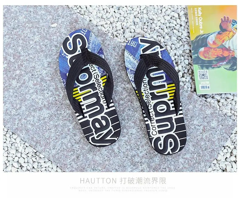 2023 Men’s Flip Flops – Trendy Anti-Skid Casual Beach Slides, Outdoor & Household Sandals