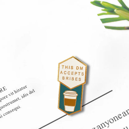 DND Dungeon Master Brooch Pin - Tasty Coffee Lapel Badge Tabletop RPG Gamer Collectible Accessory