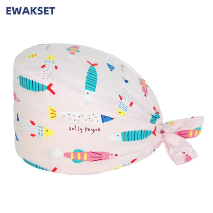 Unisex Soft Scrub Cap – Cartoon Print Surgical Hat for Men and Women, Operating Room Nursing Accessories