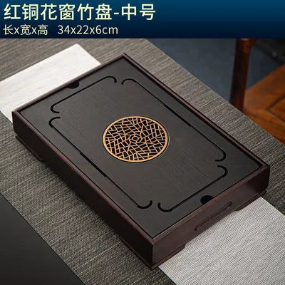 Natural Bamboo Wood Tea Tray – Rectangle Tea Set with Drainage, Water Storage Board for Chinese Tea Cups, Home Accessories
