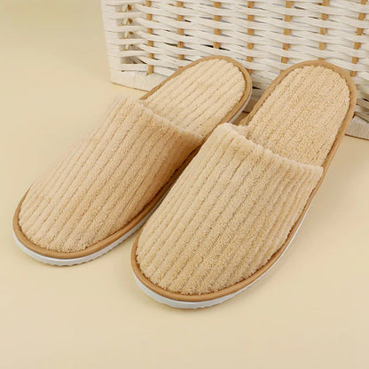 5 Pairs Mix Color Disposable Hotel Slippers – Cotton Non-Slip Slides for Men & Women Home, Travel, SPA & Hospitality Use