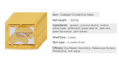 InniCare Crystal Collagen Gold Eye Masks – 50/60/80/100 Pcs Anti-Dark Circle Beauty Patches for Eye Skin Care, Korean Cosmetics