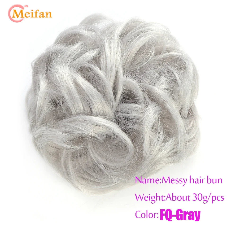 MEIFAN Synthetic Chignon Hair Bun – Elastic Rubber Band Clip-In Updo Ponytail Hair Extension for Women