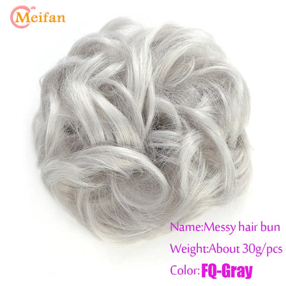 MEIFAN Synthetic Chignon Hair Bun – Elastic Rubber Band Clip-In Updo Ponytail Hair Extension for Women