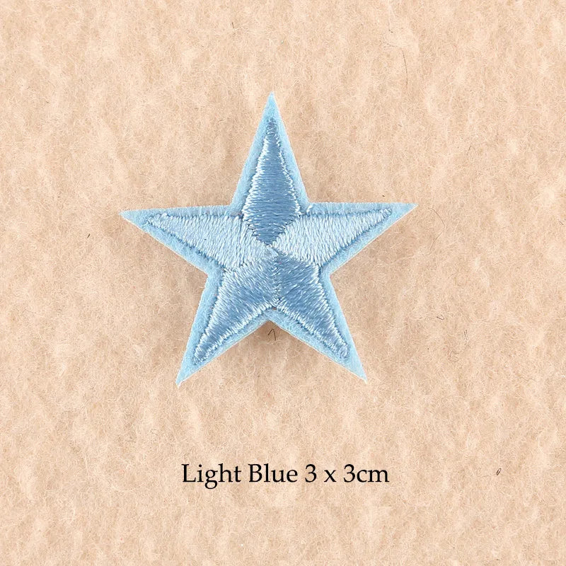 Stars Embroidered Iron-On Patches – Gold, Silver & Colorful Appliqué Stickers for Clothing, Jackets, Bags & DIY Craft Decoration