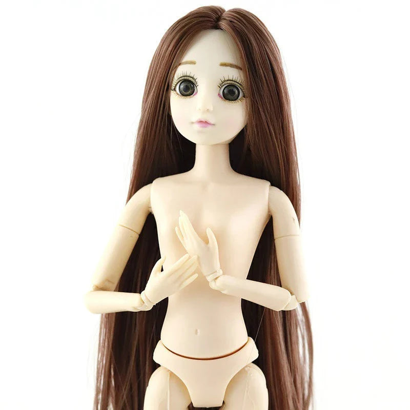 30cm Fashion Princess Babi Doll – 3D Eyes, 20-Joint DIY Plastic Doll for Girls, BJD Model