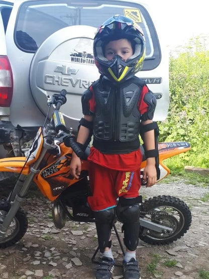 Kids Motocross Body Armor Vest – Chest, Spine & Knee Protection Gear for Boys & Girls (Height 0.85–1.7m)