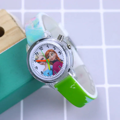 Disney Princess Elsa Kids Watch - Girls' Luminous Silicone Strap Wrist Watch & Toy Clock