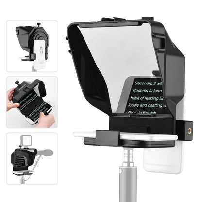 Andoer Portable Smartphone Teleprompter – with Phone Holder & Remote Control for Video Recording, Live Streaming, Interviews