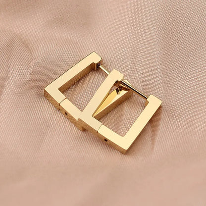 MEYRROYU Stainless Steel Mini Hoop Earrings – 3 Color Geometric Jewelry for Women & Men