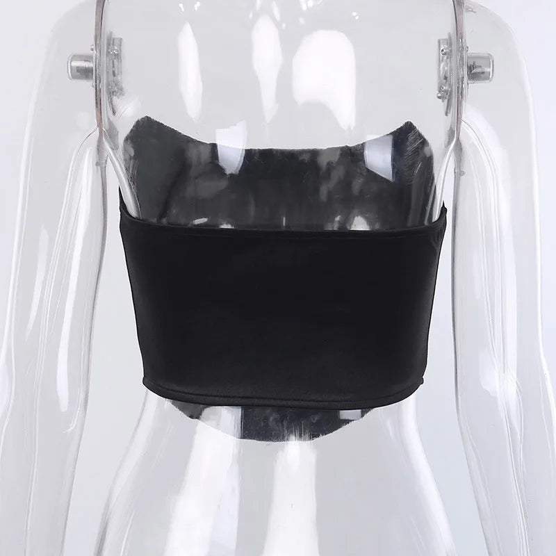 Sleeveless Off-Shoulder Velvet Corset Crop Top – Sexy Backless Bustier Vest for Women, Solid Color
