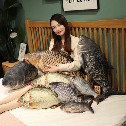 30-100CM Realistic Fish Plush Toy – Soft Tilapia, Carp & Bream Stuffed Pillow, Bed Cushion, Creative Home Decor & Gift