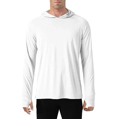 TACVASEN Men's Sun Protection Hoodie T-Shirt – UV-Proof, Lightweight, Breathable Long Sleeve Quick-Dry Top
