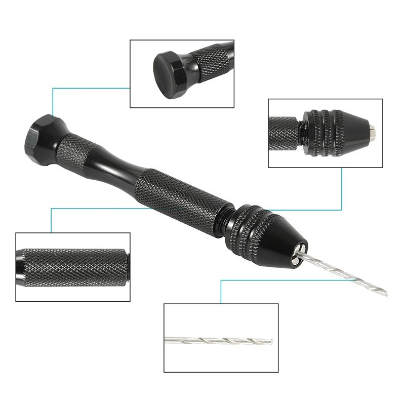 Mini Aluminum Hand Drill with Keyless Chuck – HSS Steel Twist Drill Bit for Woodworking & Manual Drilling