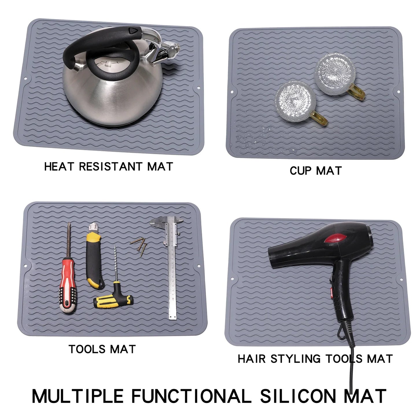 Silicone Dish Drying Mat 40x30cm | Large Countertop & Sink Draining Mat, Heat-Resistant Trivet
