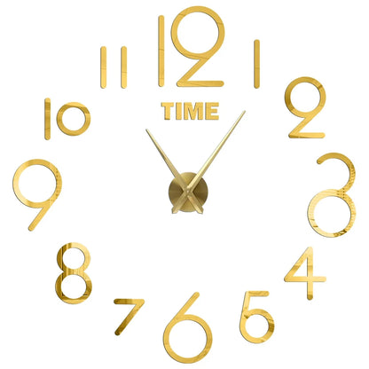 3D DIY Wall Clock - Modern Acrylic Mirror Sticker Quartz Clock For Living Room Decor With Silent Movement
