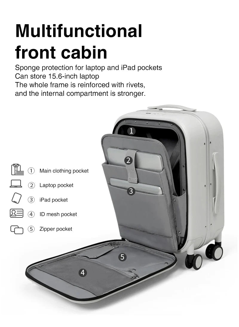 Mixi Aluminum Frame Carry-On Suitcase — Patent Design Rolling Luggage for Cabin, 18/20/24 Inch M9260