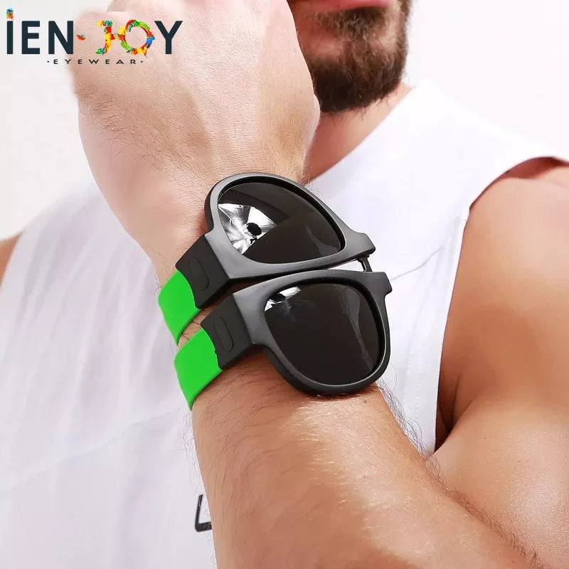 IENJOY Active Sunglasses - Foldable Polarized Sports Glasses for Men, Ideal for Driving and Cycling - Polariod Lens Technology