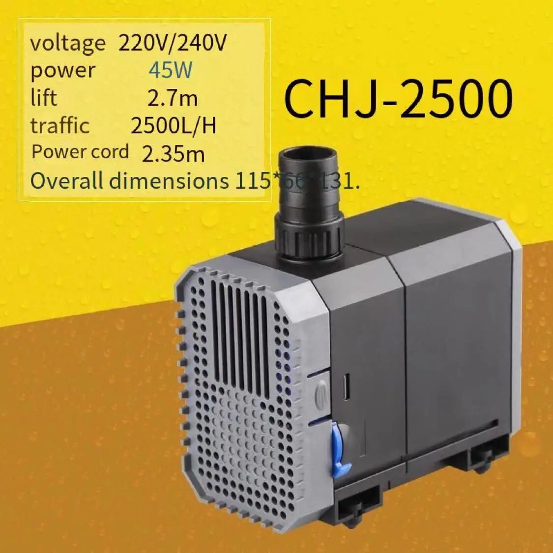Ultra-Quiet Submersible Aquarium Water Pump - Adjustable 1500-5000L/h for Fish Tanks, Fountains & Ponds