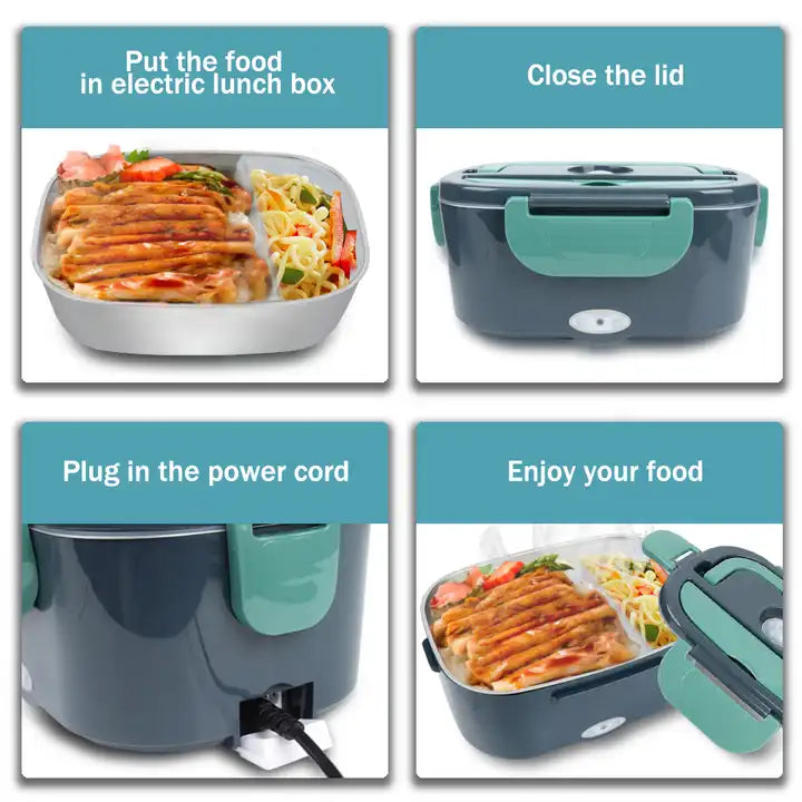 1.5L Portable Electric Stainless Steel Food Warmer Lunch Box with Carry Bag