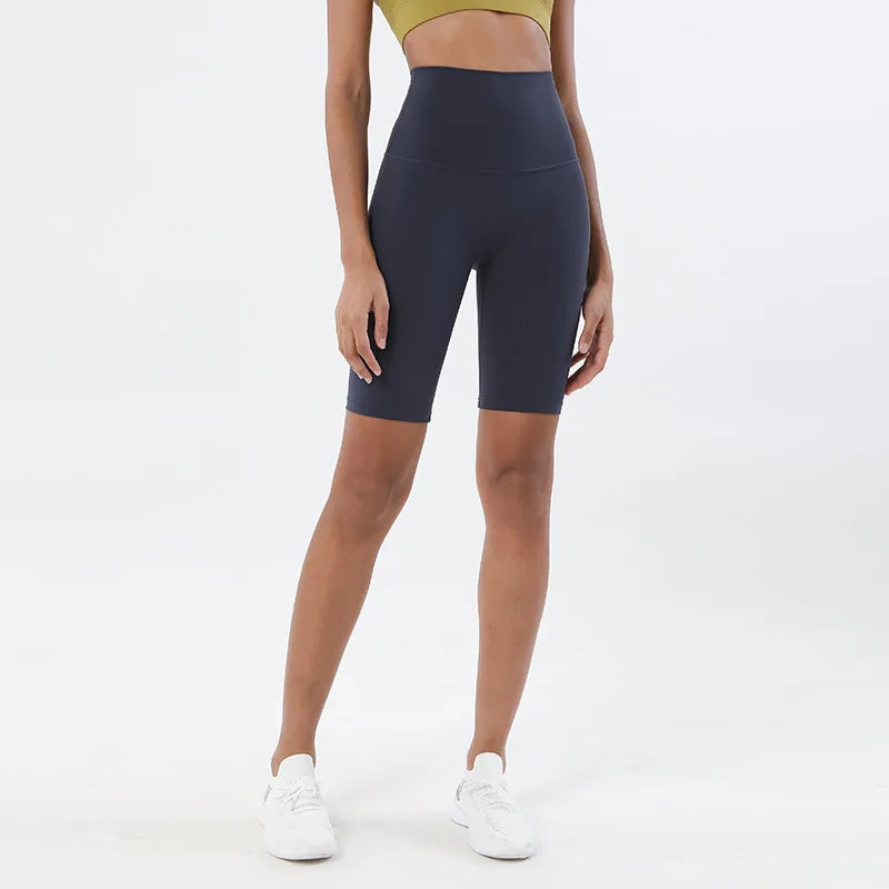 SOISOU Women’s High Waist Nylon Sports Shorts – Breathable No-Show Seamless Yoga, Gym & Cycling Fitness Shorts (24 Colors)